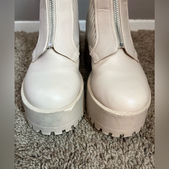 Madden Girl Cream Combat Boots - Picture 2 of 8